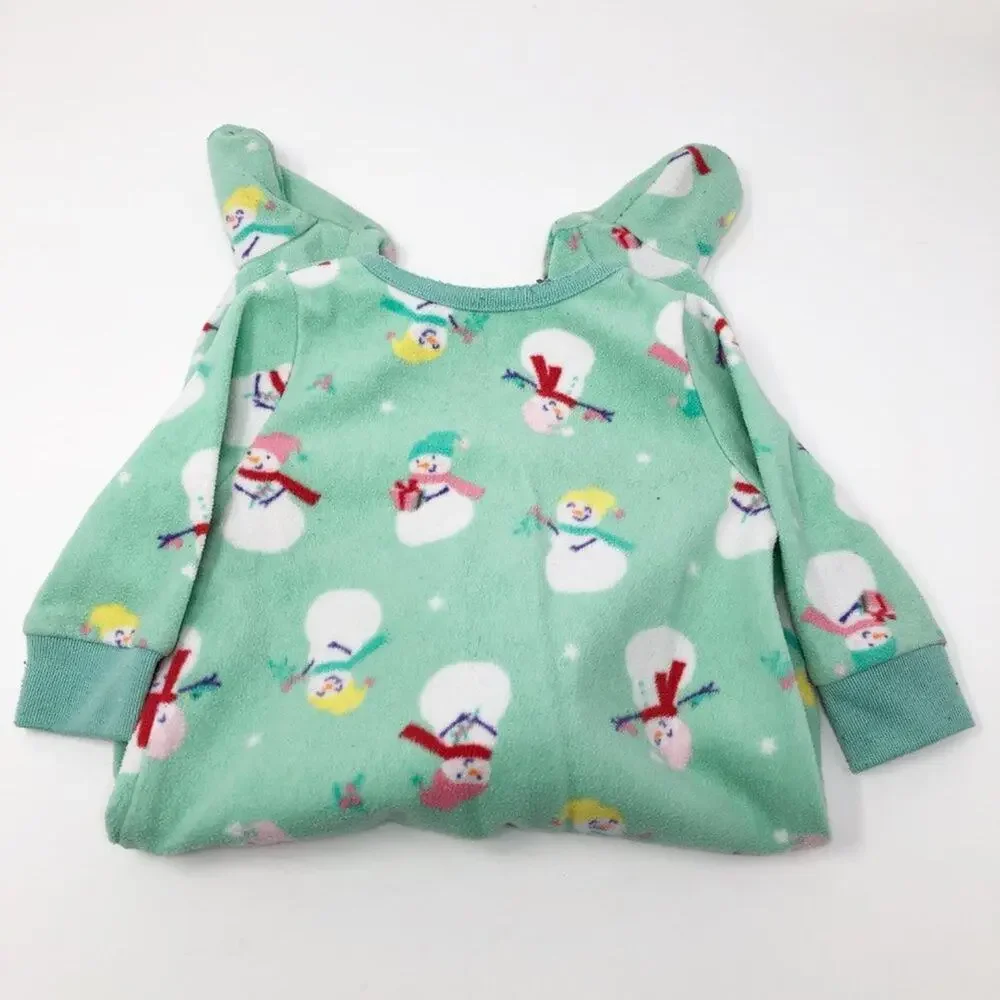 Carter's Baby Footie 6M Holiday Christmas Snowman Flame Resistant Fleece